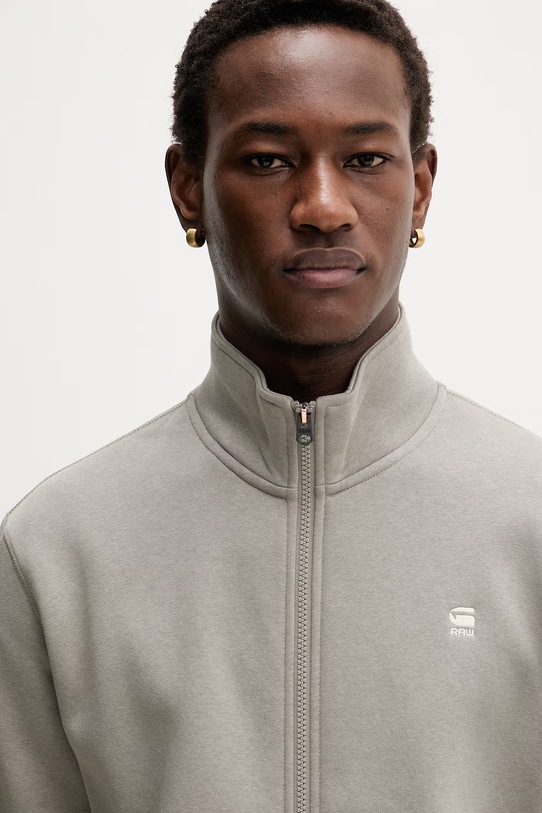 G-Star bluza rozpinana męska z bawełny Premium core track beżowy D29292.C235