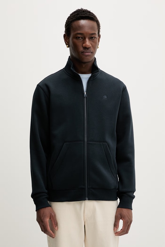 G-Star bluza rozpinana męska z bawełną Premium core track granatowy D29292.C235