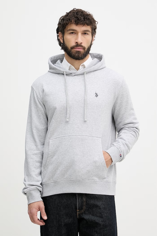U.S. Polo Assn. bluza z kapturem męska z bawełną DHM LB szary MUP4412