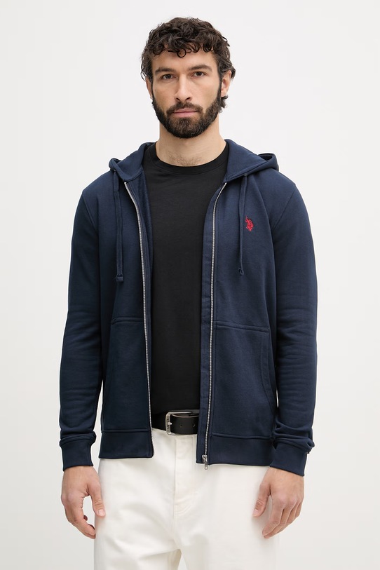 U.S. Polo Assn. pamut melegítőfelső DHM LB aplikációval sötétkék MUP4413