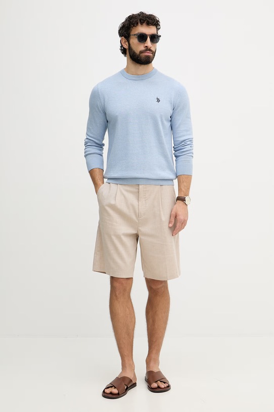 U.S. Polo Assn. sweter męski bawełniany DHM KNIT MUP4551 niebieski SS26