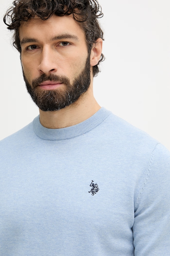 U.S. Polo Assn. pánsky bavlnený sveter DHM KNIT modrá MUP4551