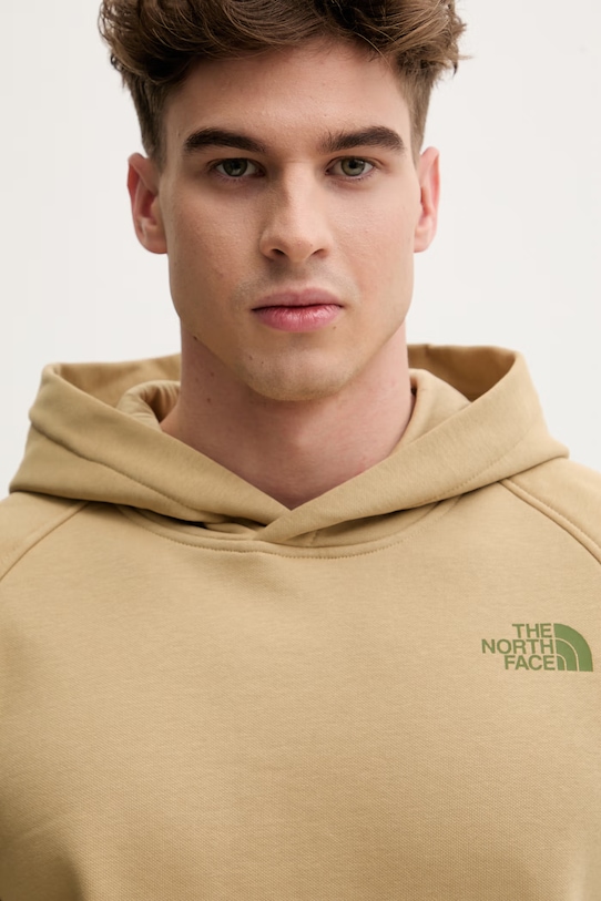 The North Face bluza z kapturem męska z bawełną Raglan NF0A89F9LK51 beżowy