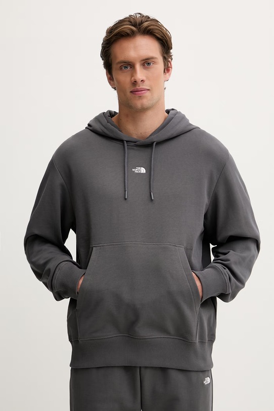 The North Face mikina s kapucňou pánska bavlnená Essential Light sivá NF0A8GQDRHI1