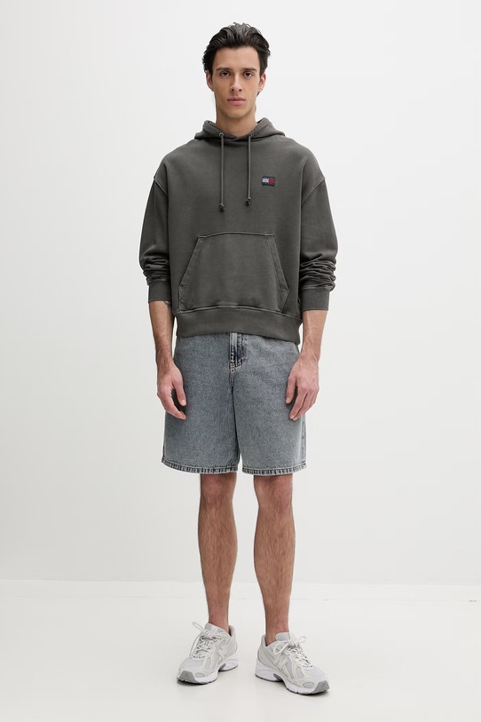 Tommy Jeans bluza z kapturem męska bawełniana DM0DM22677 szary SS26