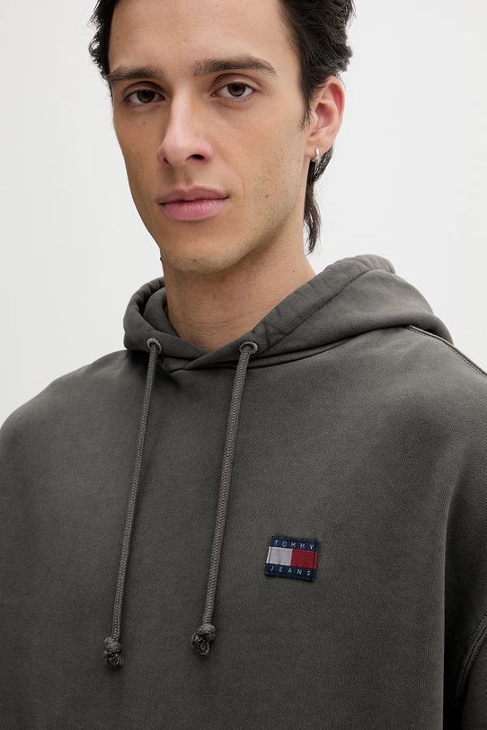 Tommy Jeans bluza z kapturem męska bawełniana szary DM0DM22677