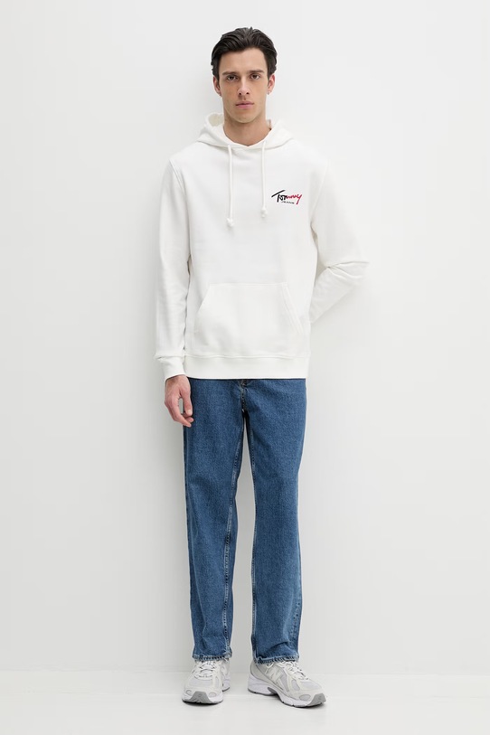 Tommy Jeans bluza z kapturem męska bawełniana DM0DM22680 beżowy SS26