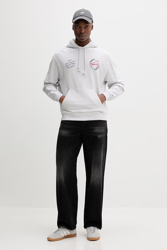 Tommy Jeans Bluza z kapturem męska bawełniana DM0DM22683 szary SS26