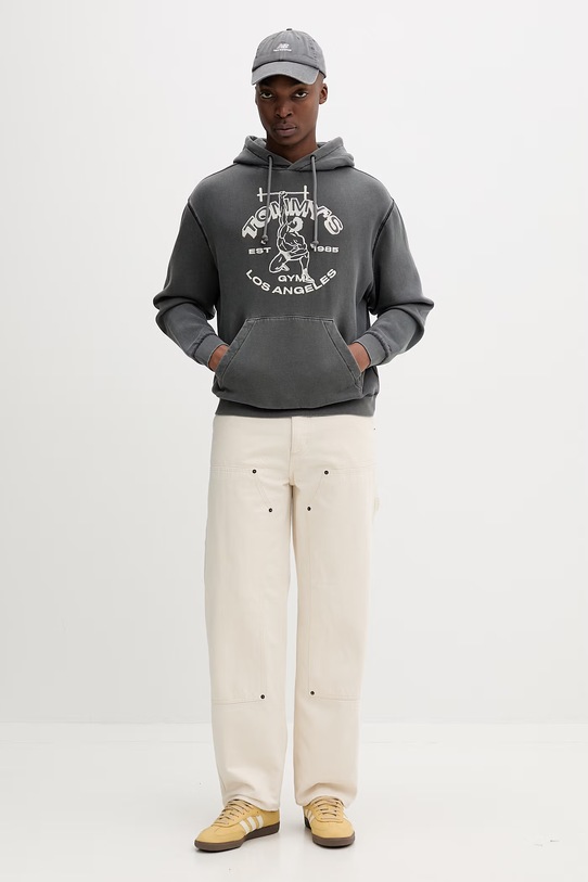 Tommy Jeans bluza męska z bawełną DM0DM22685 szary SS26