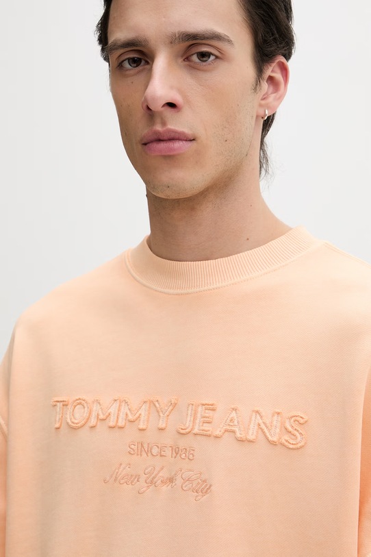 Tommy Jeans bluza męska z bawełny pomarańczowy DM0DM22714