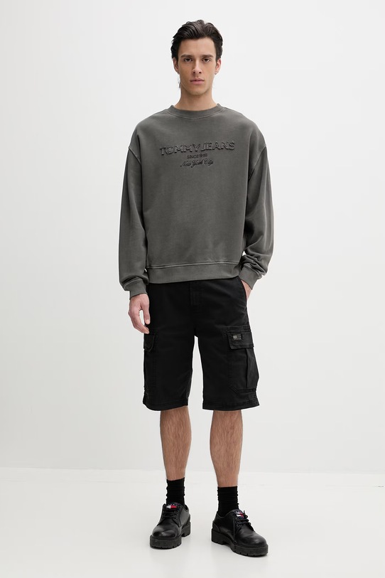Tommy Jeans bluza męska z bawełną DM0DM22714 szary SS26