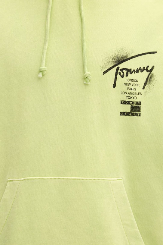 Tommy Jeans mikina s kapucí pánská bavlněná DM0DM22840 zelená
