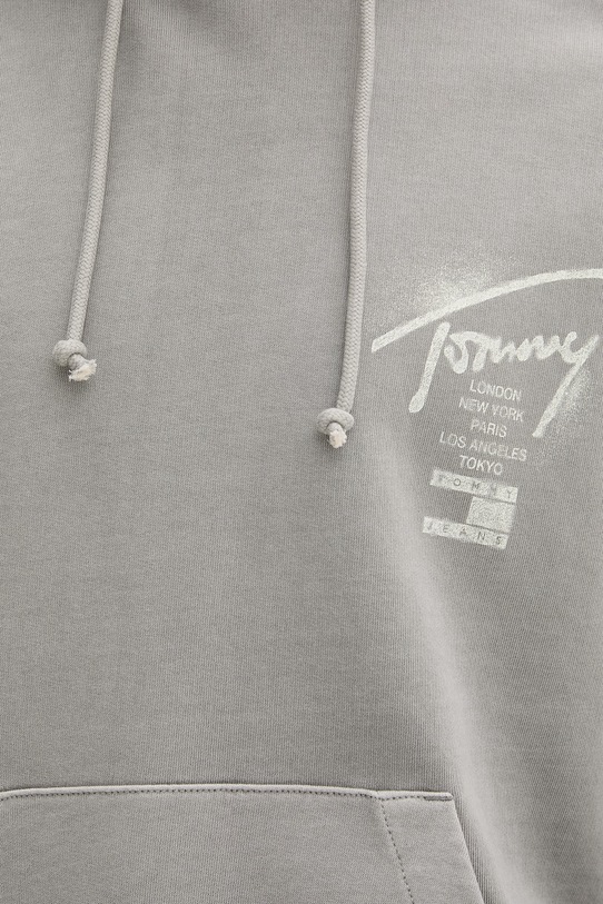 Tommy Jeans mikina s kapucí pánská bavlněná DM0DM22840 šedá