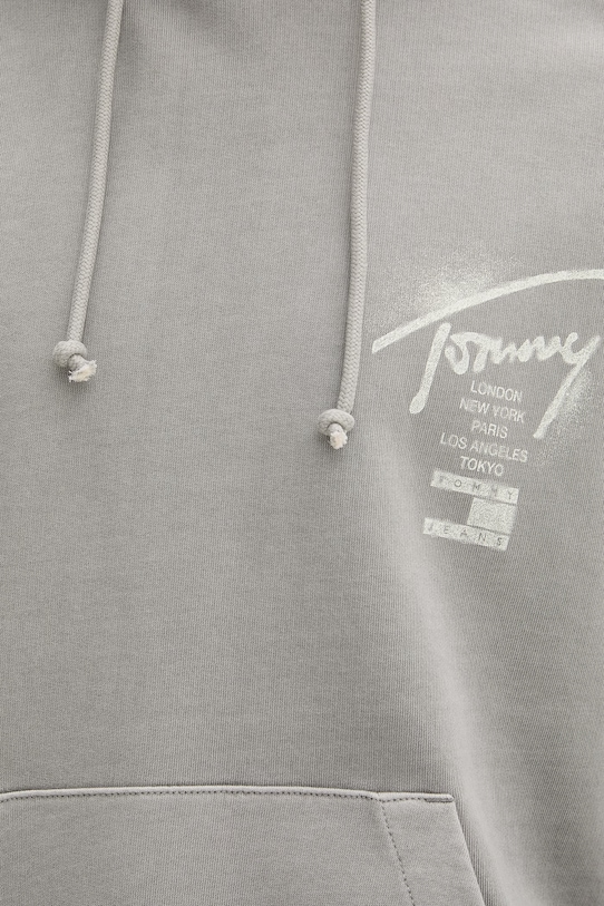 Tommy Jeans mikina s kapucí pánská bavlněná DM0DM22840 šedá