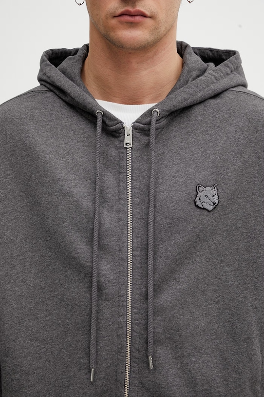 Maison Kitsuné Fox Head bluza z kapturem bawełniana męska szary PM02138KM0340