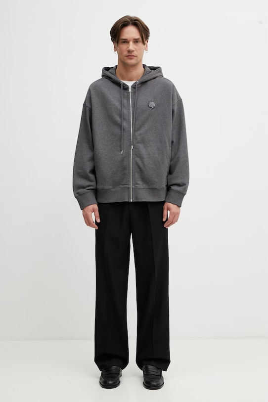 Maison Kitsuné Fox Head bluza z kapturem bawełniana męska PM02138KM0340 szary