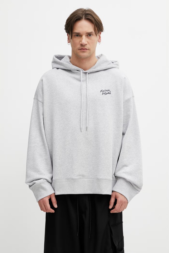 Maison Kitsuné Handwriting bluza z kapturem bawełniana męska szary PM00704KM0340