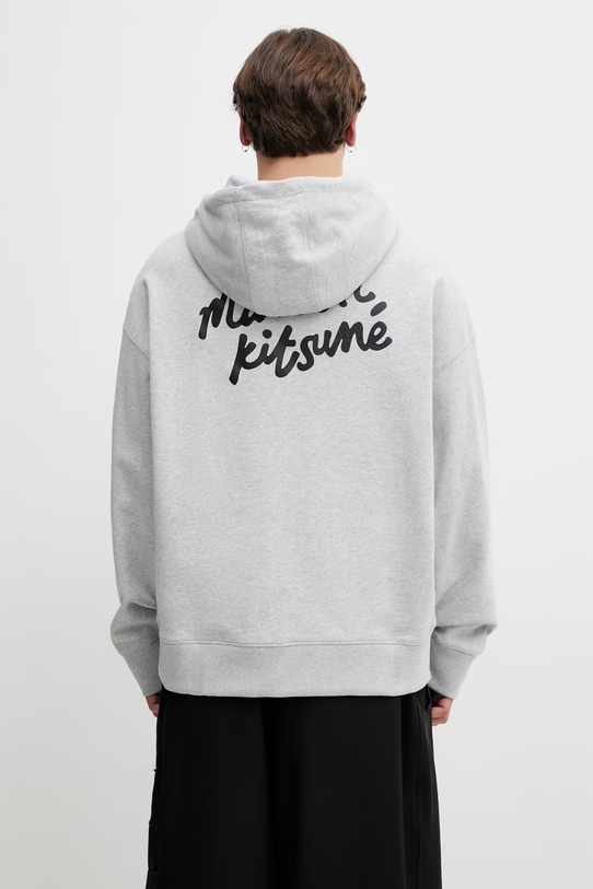 Odzież Maison Kitsuné Handwriting bluza z kapturem bawełniana męska PM00704KM0340 szary