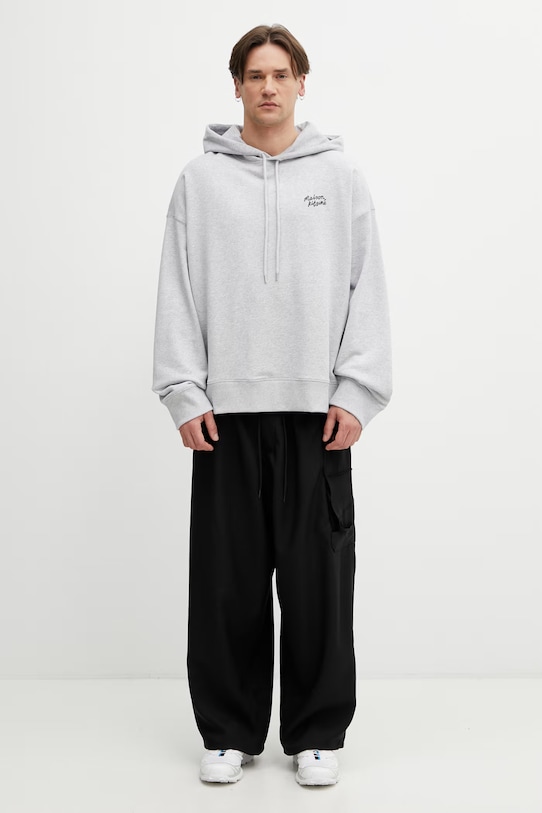 Maison Kitsuné Handwriting bluza z kapturem bawełniana męska PM00704KM0340 szary