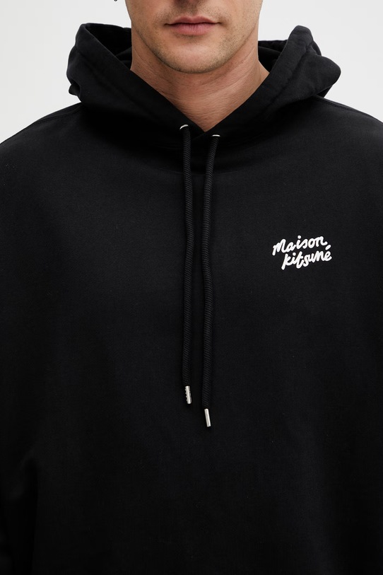 Maison Kitsuné Handwriting bluza z kapturem bawełniana męska czarny PM00704KM0340