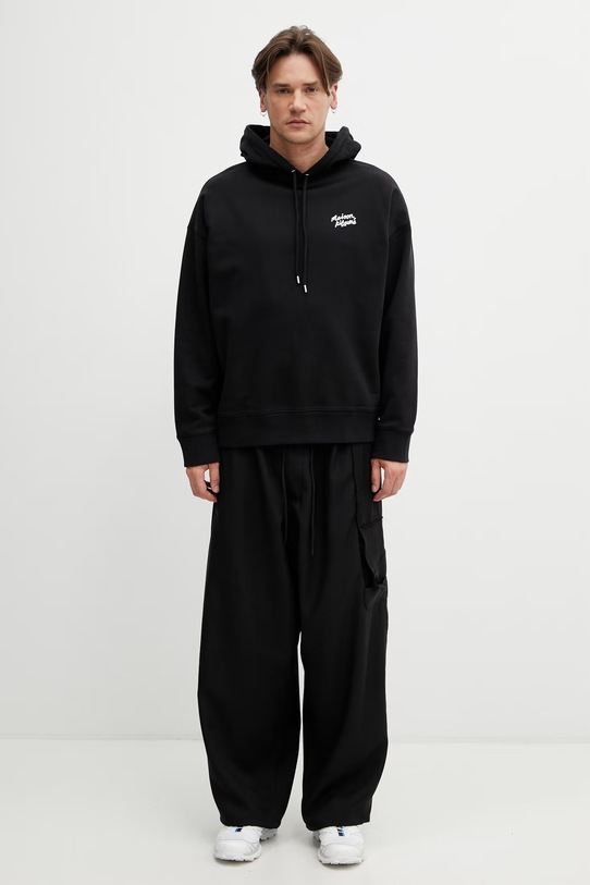 Maison Kitsuné Handwriting bluza z kapturem bawełniana męska PM00704KM0340 czarny