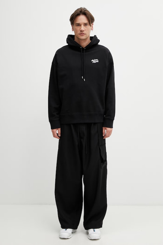 Maison Kitsuné Handwriting bluza z kapturem bawełniana męska PM00704KM0340 czarny