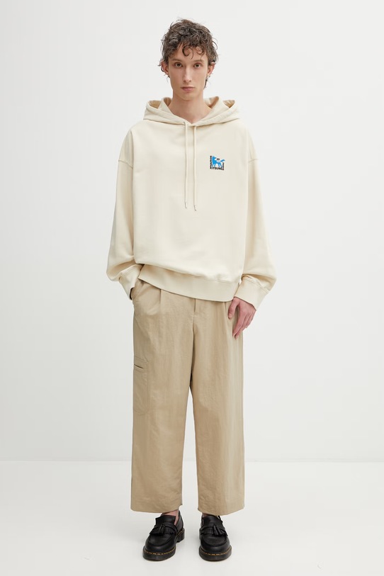 Maison Kitsuné Gallery Fox bluza z kapturem bawełniana męska QM00704KM0340 beżowy