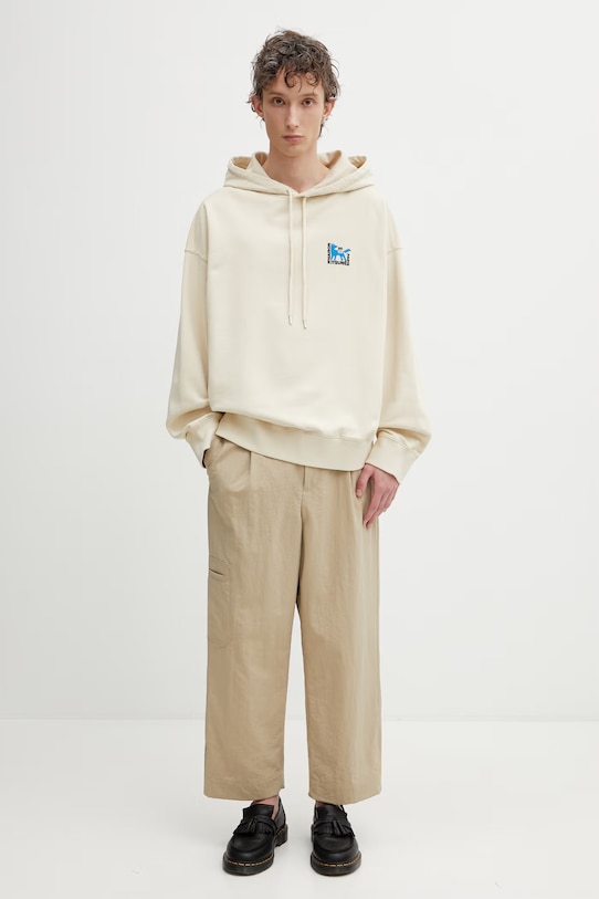 Maison Kitsuné Gallery Fox bluza z kapturem bawełniana męska QM00704KM0340 beżowy