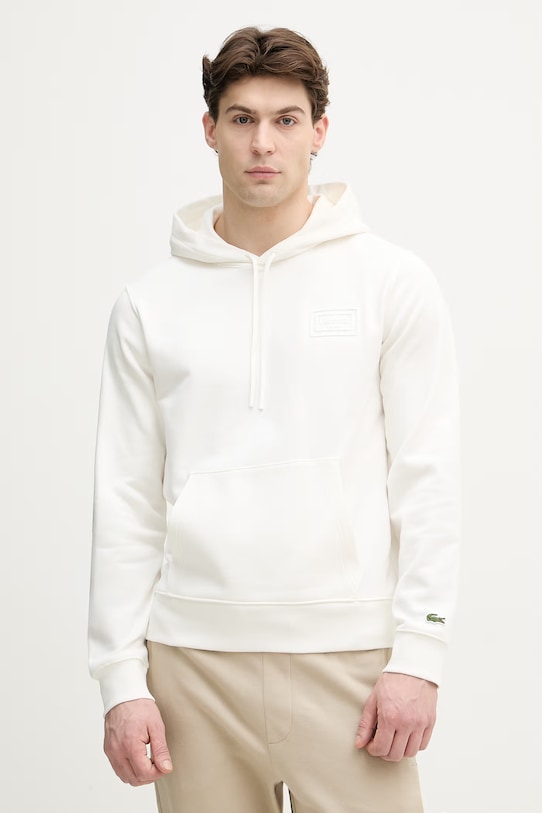 Lacoste bluza z kapturem męska bawełniana beżowy SH0785