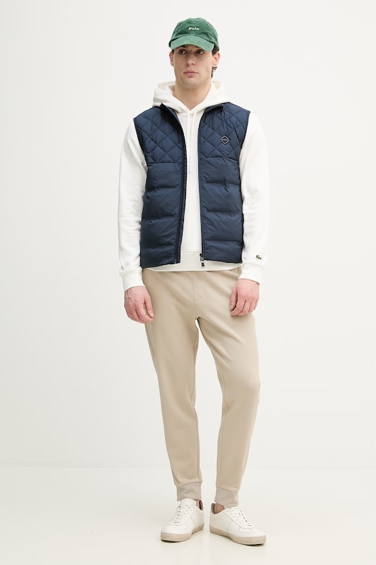 Lacoste bluza z kapturem męska bawełniana SH0785 beżowy SS26