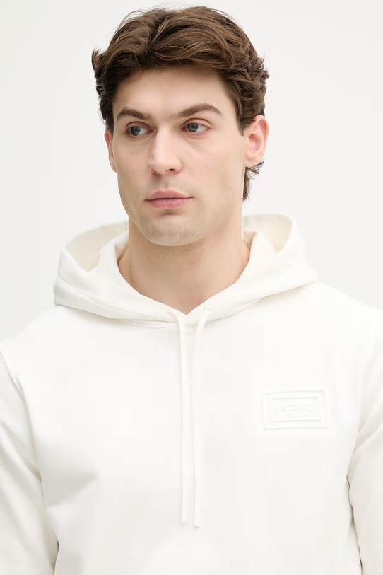 Lacoste bluza z kapturem męska bawełniana beżowy SH0785