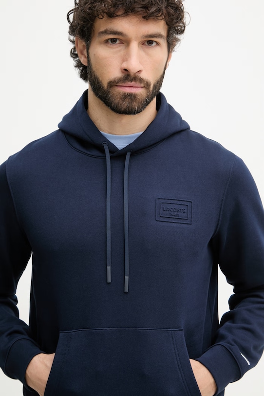 Lacoste bluza z kapturem męska bawełniana granatowy SH0785