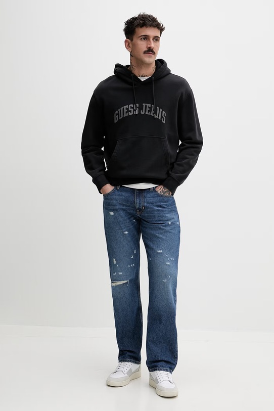 Guess Jeans bluza z kapturem męska bawełniana M6GQA5.KCPR1 czarny SS26