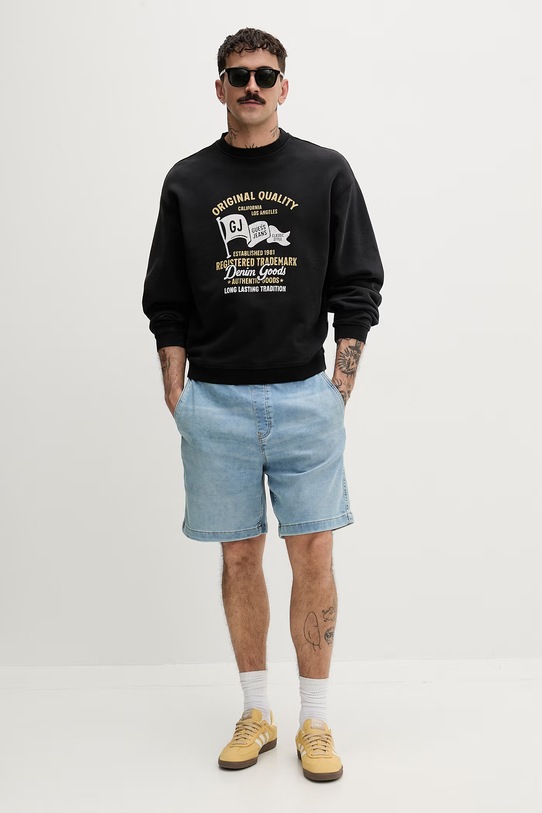 Guess Jeans mikina pánska bavlnená M6GQA7.KCPR1 čierna SS26