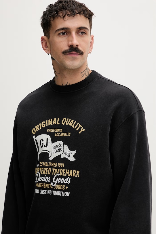 Guess Jeans mikina pánska bavlnená čierna M6GQA7.KCPR1