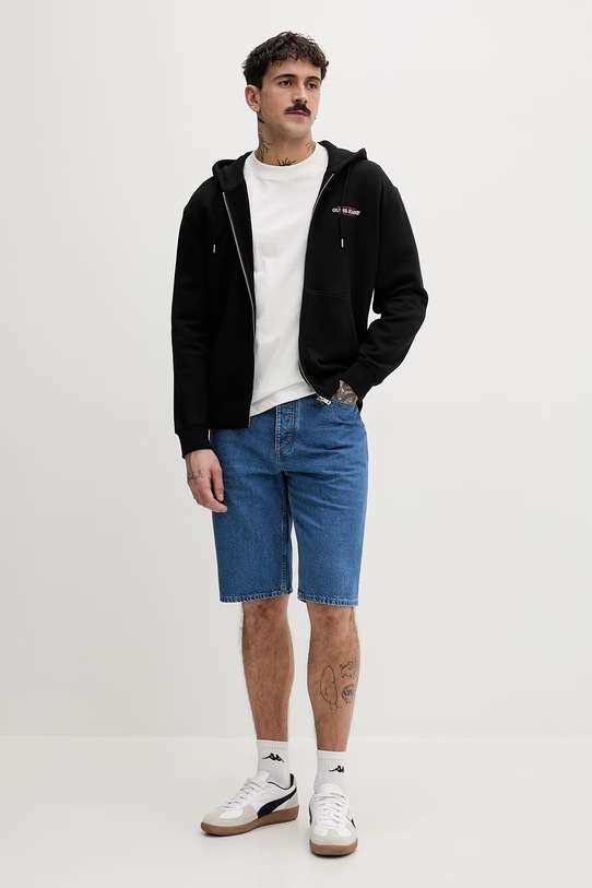 Guess Jeans Μπλούζα με κουκούλα και κουμπιά Ανδρική βαμβακερή M6RQ38.KCPR1 μαύρο SS26