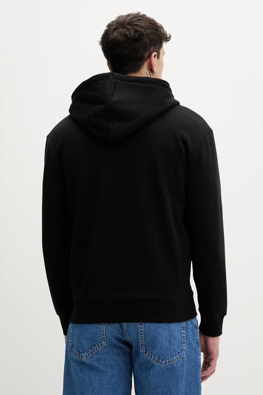 Ρούχα Guess Jeans Μπλούζα με κουκούλα και κουμπιά Ανδρική βαμβακερή M6RQ38.KCPR1 μαύρο