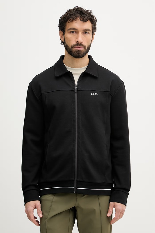 BOSS Green μπλούζα με κουμπιά ανδρική μαύρο 50558579