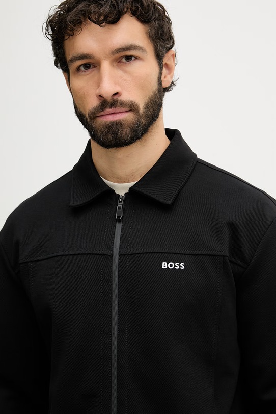 BOSS Green μπλούζα με κουμπιά ανδρική μαύρο 50558579