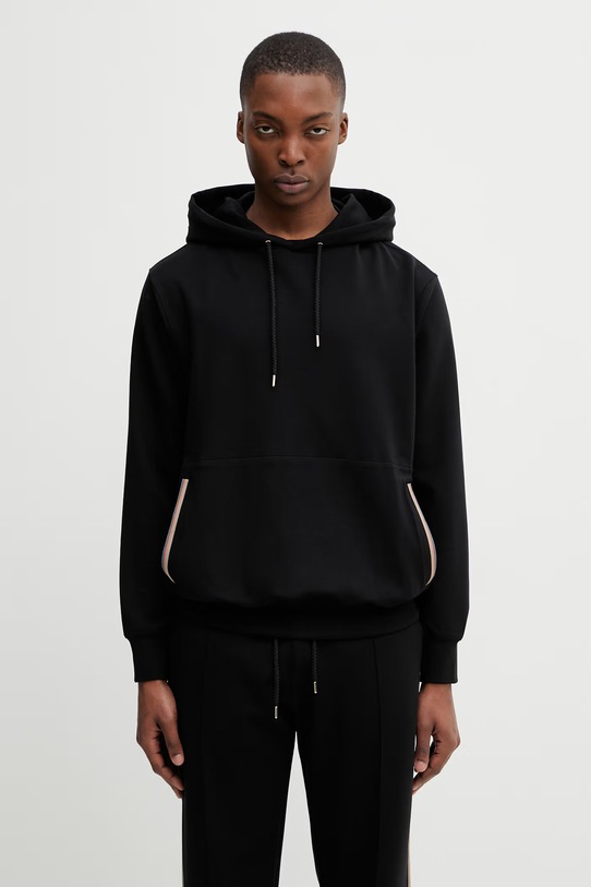 Paul Smith TAPE DETAIL bluza z kapturem męska z lyocellem czarny M1R.874Z.V02745
