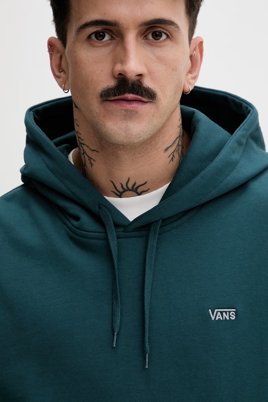 Vans bluza z kapturem męska bawełniana turkusowy VN000P21FRJ1