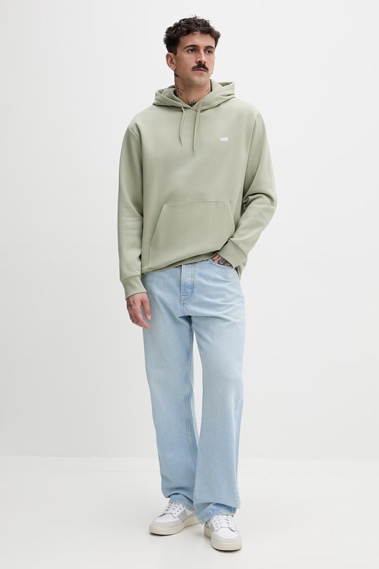 Vans bluza z kapturem męska z bawełną VN000R9YFSG1 zielony SS26