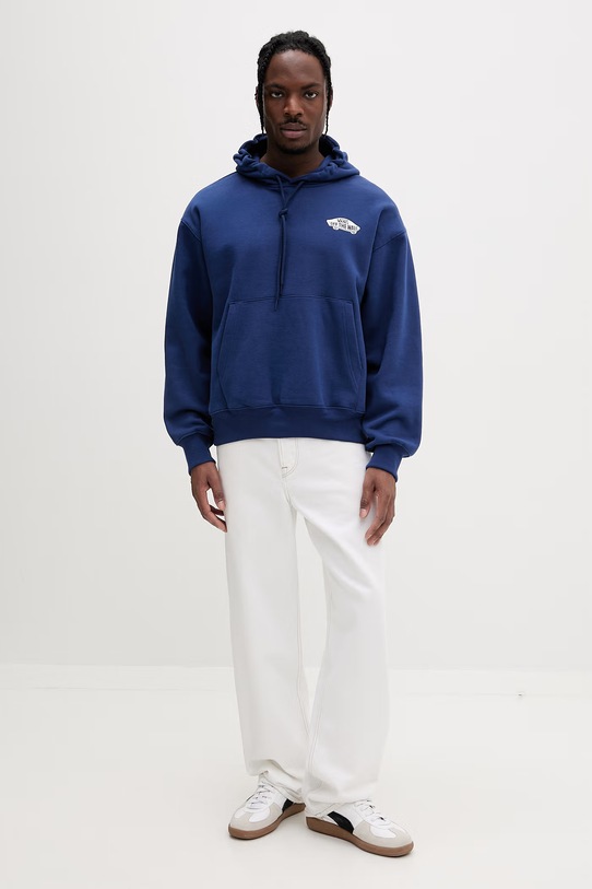 Vans bluza z kapturem męska z bawełną VN000STCFOB1 niebieski SS26