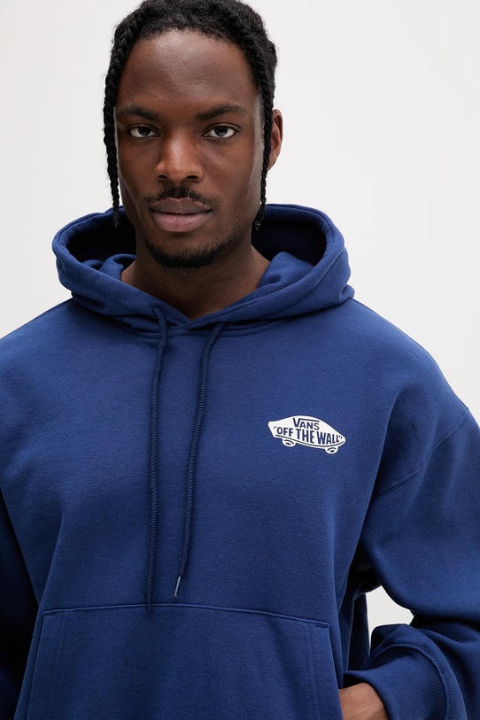 Vans bluza z kapturem męska z bawełną niebieski VN000STCFOB1