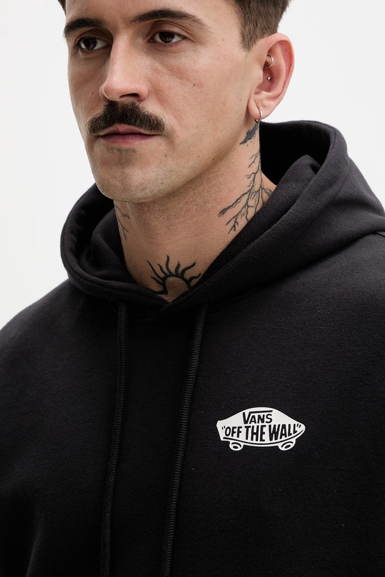 Vans bluza z kapturem męska z bawełną czarny VN000STCY281