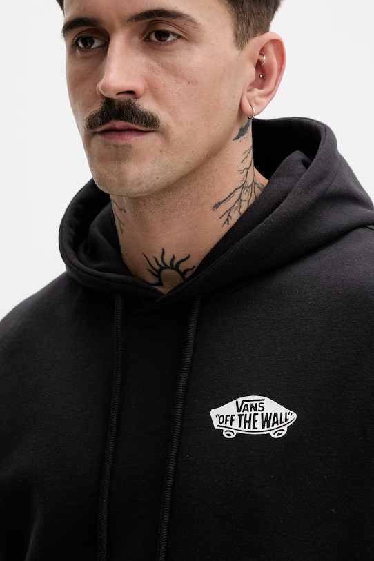 Vans bluza z kapturem męska z bawełną czarny VN000STCY281