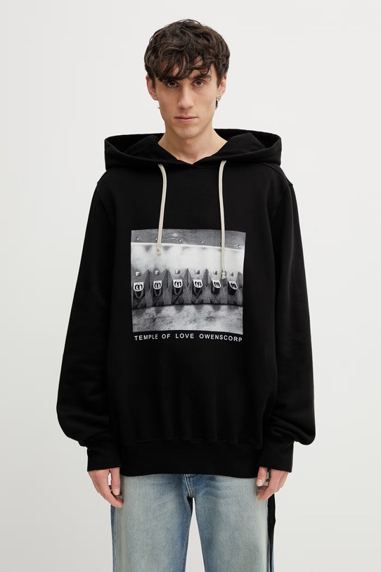 Rick Owens DRKSHDW bluza z kapturem bawełniana damska czarny DU01F4262.FEP4P