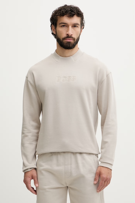 BOSS loungwear mikina pánská bavlněná béžová 50561510