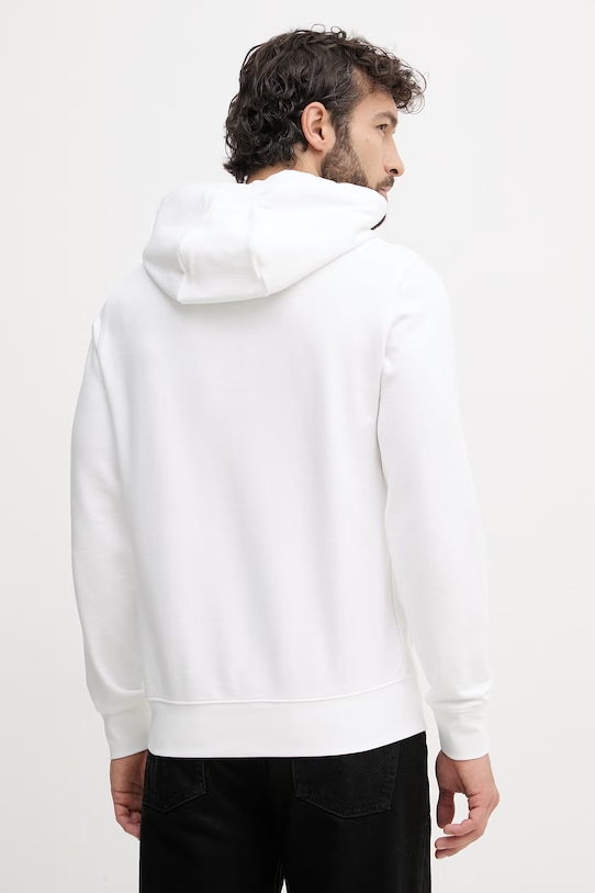 Oblačila Tommy Hilfiger pulover s kapuco moški bombažen MW0MW42464 bela