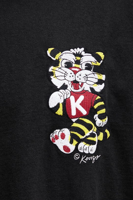 Kenzo GOTS KENZO WILD TIGER EMBROIDE t-shirt męski bawełniany czarny FG55TS4044SY